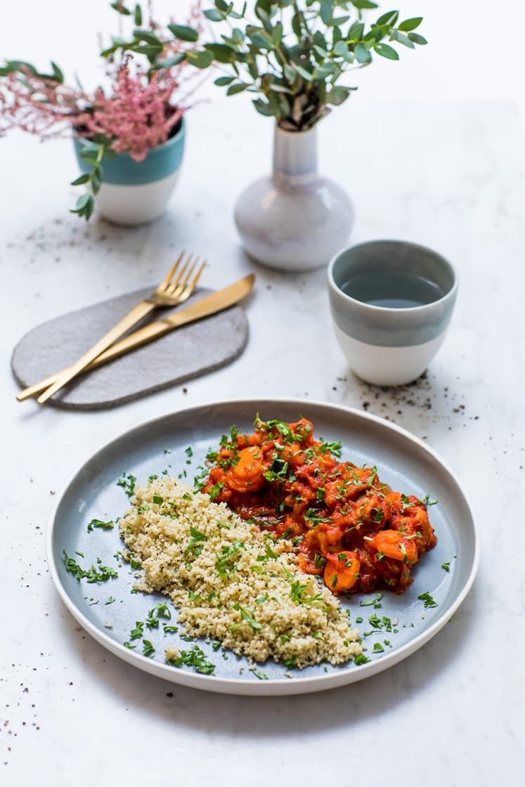 Marokkansk kyllinggryte servert med couscous Oppskrift Adams Matkasse